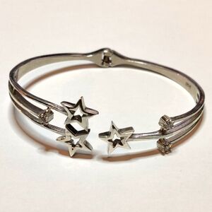 Open Hinged Cuff Silver 925 Stars Bracelet